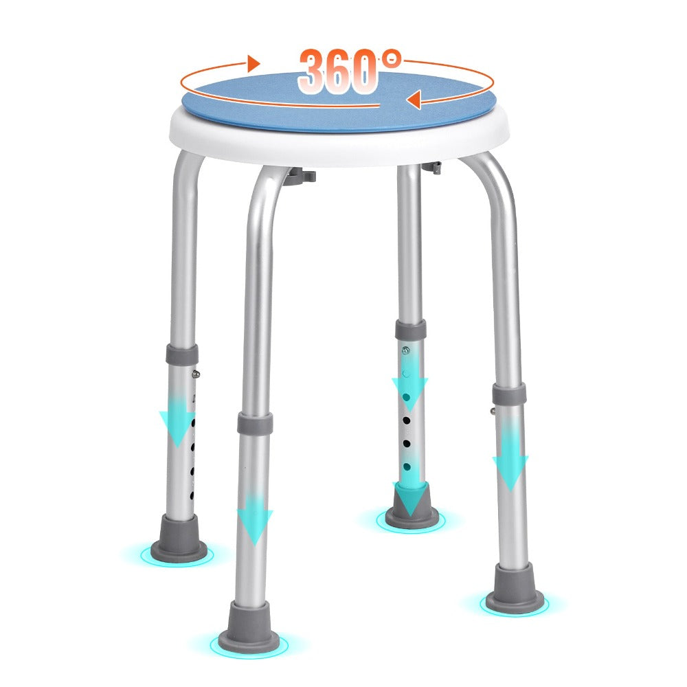 Silla de ducha VEVOR giratoria 360 grados, asiento ajustable de silla de ducha, silla de baño para ducha o bañera interior, banco antideslizante, asiento de bañera para personas mayores, discapacitados y personas con discapacidad, capacidad de 136,1 kg