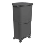 Papelera de reciclaje de clasificación selectiva con pedal. ruedas y asa de doble 38/42L