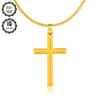 Este elegante y moderno collar con colgante para hombre está hecho de plata 925 y plateado con oro de 18K. Incluye una cadena tipo caja y un colgante de cruz tridimensional.