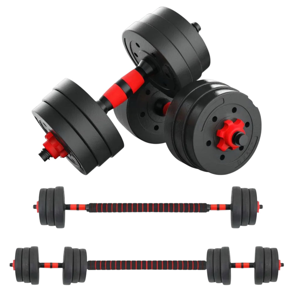 Conjunto de mancuernas ajustables 2 en 1, con barras, multifuncionales 10KG-15KG-20KG-30KG. Conjunto de pesas con conexión de barra combinable libremente, 10/15KG/20KG/30KG... Ajustable, mancuernas cortas y largas, cierres en forma de estrella y tubo de c