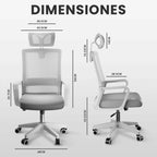 RELAXTY Silla de Oficina Ergonómica – Ajustable y Reclinable con Reposacabezas, Soporte Lumbar, Malla Transpirable y Ruedas 360° | Soporta Hasta 100 kg