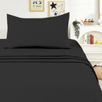 Juego de Sábanas Ligero Suave Fresca 4 Piezas para Cama de 90/105/135/150 cm – 100%Microfibra – Incluye Sábana Bajera Ajustable con borde elástico de 25 cm de profundidad, Sábana Encimera y 2 Fundas de Almohada – Suave, Transpirable y Confortable