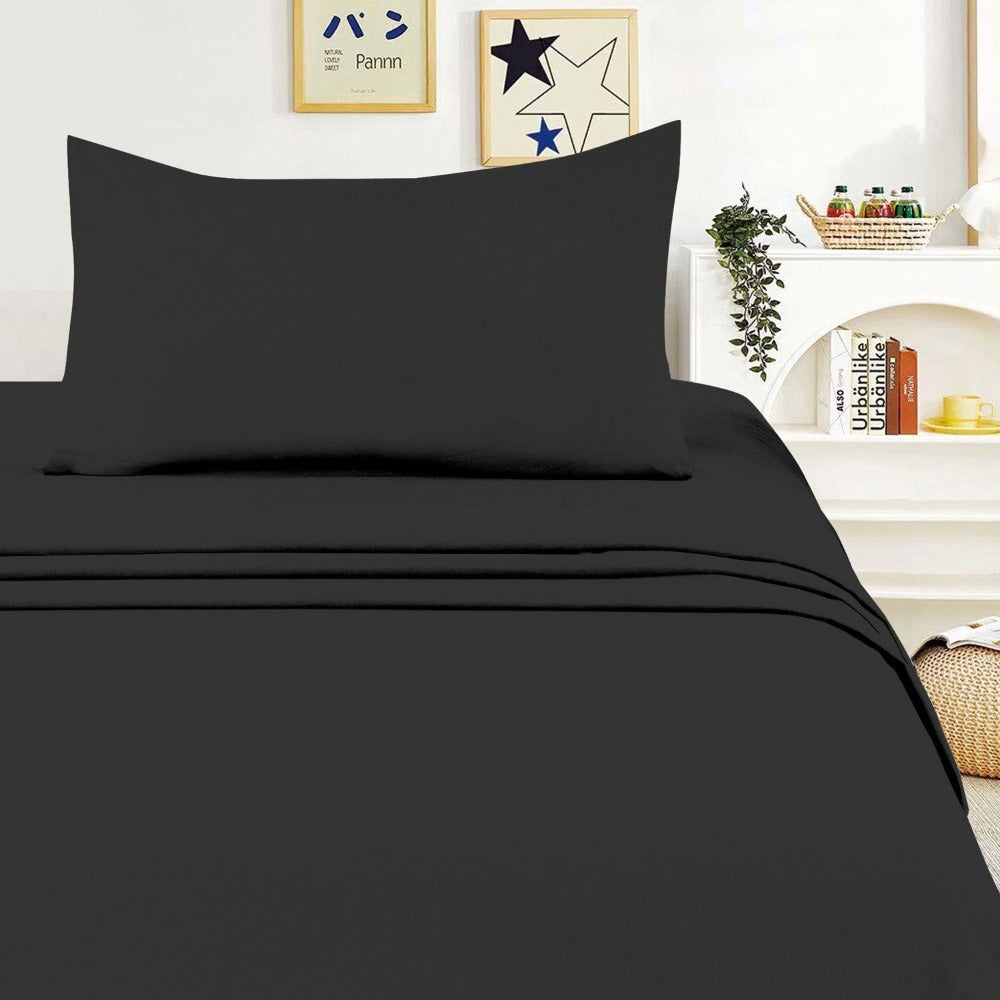 Juego de Sábanas Ligero Suave Fresca 4 Piezas para Cama de 90/105/135/150 cm – 100%Microfibra – Incluye Sábana Bajera Ajustable con borde elástico de 25 cm de profundidad, Sábana Encimera y 2 Fundas de Almohada – Suave, Transpirable y Confortable