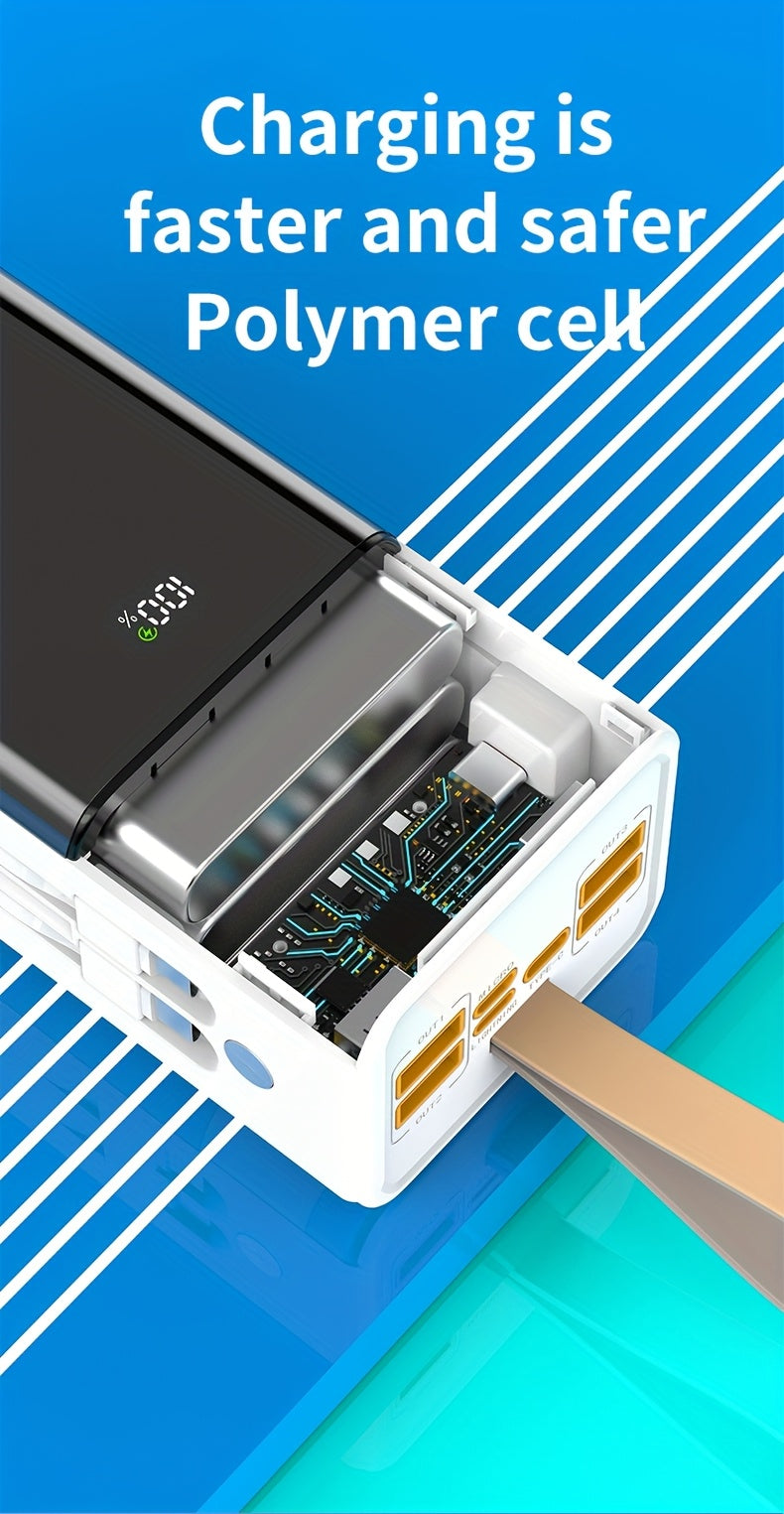 Batería externa | Banco de Energía Portátil de Gran Capacidad 80000mAh, Carga Rápida PD30W, Cable de Datos Integrado/Pantalla LED de Energía