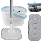 1 Set, Mopa y Cubeta Lavapies Separación de Agua Negra Manos Libres, con 3 Paños de Mopa en Total, Mopa Giratoria para el Hogar, Mopa Perezosa, Mopa para Quitar el Polvo, Uso Seco y Húmedo, Perfecta para el Hogar, Cocina, Piso de Baño, Suministros de Limp