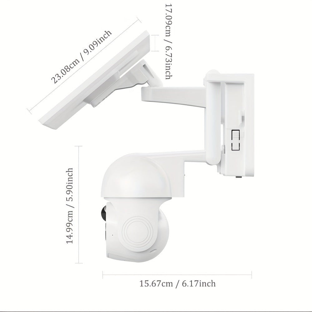Cámara de seguridad exterior XIAOVV P6, sistema de vigilancia sin varillas WiFi con visión nocturna HD 1080P, audio bidireccional, alertas de detección de movimiento, panel solar, adecuada para CCTV empresarial, con aplicación y montaje en pared