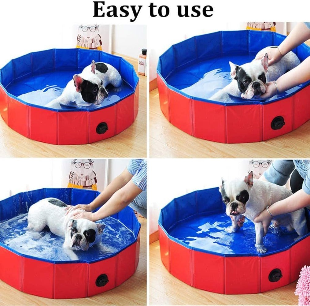 Piscina Plegable para Perros Gatos Bañera Portátil para Mascotas Plegable PVC y Resistente 80x20cm