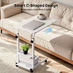 Escritorio Elevable de Altura Ajustable 68.58cm-83.82cm, Escritorio de Ordenador de 3 Niveles con Almacenamiento, Diseño Deslizante Debajo para Ahorrar Espacio, Robusto y Duradero, Fácil de Instalar, Mesa de Estudio Cómoda Ideal para Oficina en Casa, Sofá