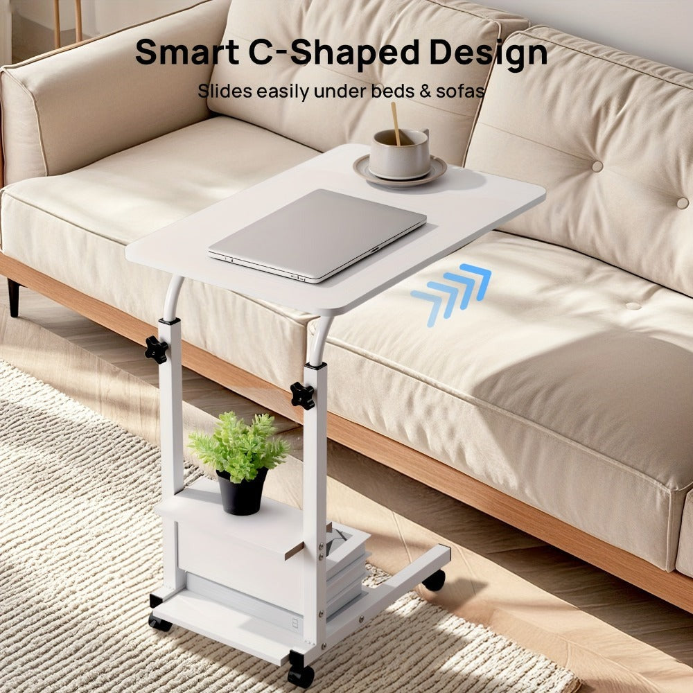 Escritorio Elevable de Altura Ajustable 68.58cm-83.82cm, Escritorio de Ordenador de 3 Niveles con Almacenamiento, Diseño Deslizante Debajo para Ahorrar Espacio, Robusto y Duradero, Fácil de Instalar, Mesa de Estudio Cómoda Ideal para Oficina en Casa, Sofá