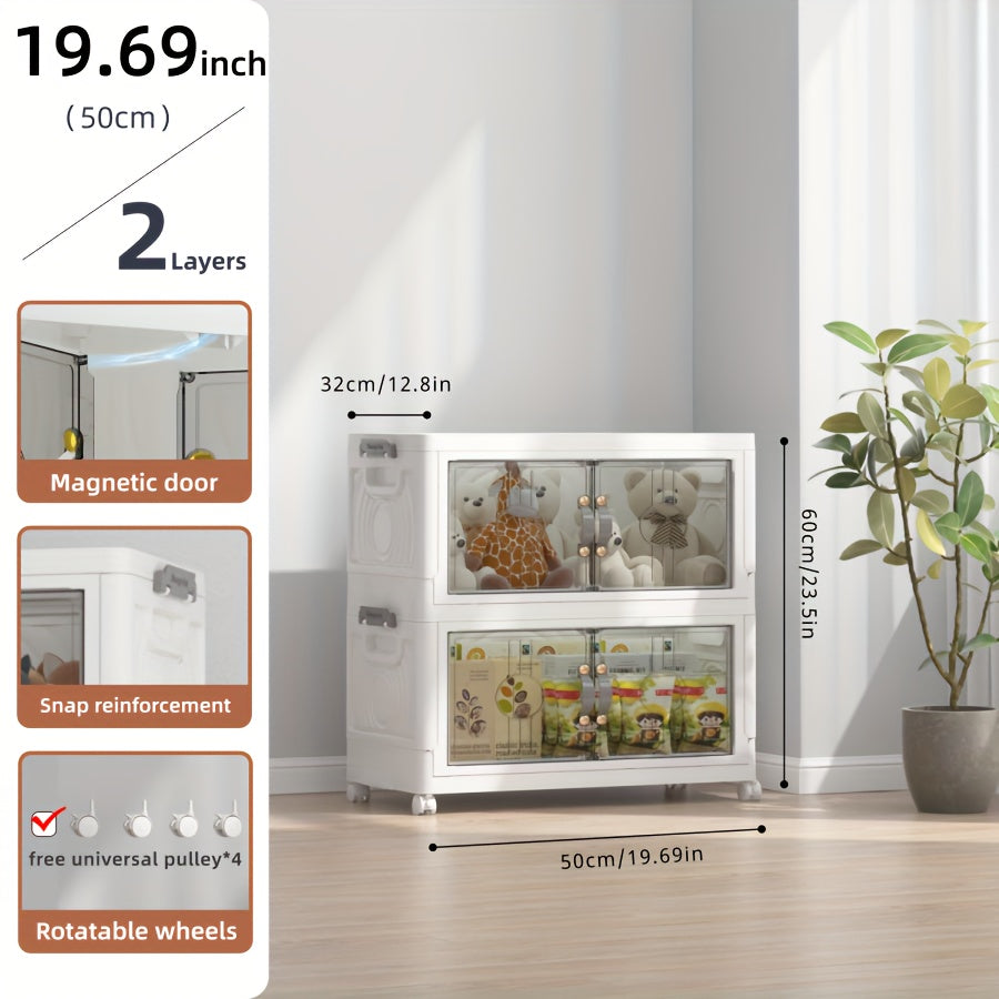 Cajas de Almacenamiento Apilables de 48QT con Tapa, Organizadores de Armario y Almacenamiento con Ruedas Bloqueables, Contenedores de Plástico Plegables para Gabinete, Oficina, Organización de Dormitorio, Paquete de 2/3/4/5 Cubos