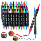 ["60/48/30 Colores Pintura Acrílica] Rotuladores de Pintura Acrílica de Doble Punta para Uso Artístico Profesional, Bolígrafos de Pintura Acrílica con Punta de Pincel y Punta Fina, Huevos, Madera, Roca, Plástico, Piedra, Vidrio, Cerámica"