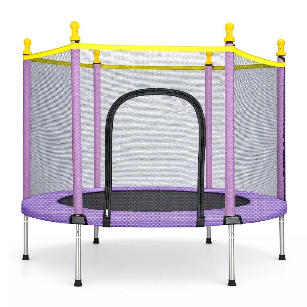 Trampolín de 1.5 pies con cubierta de red de seguridad y accesorios | Saltarín de espacio libre para uso en interiores y exteriores, forma redonda, material de hierro y ABS, disponible en naranja y rosa - Marca: youyijia