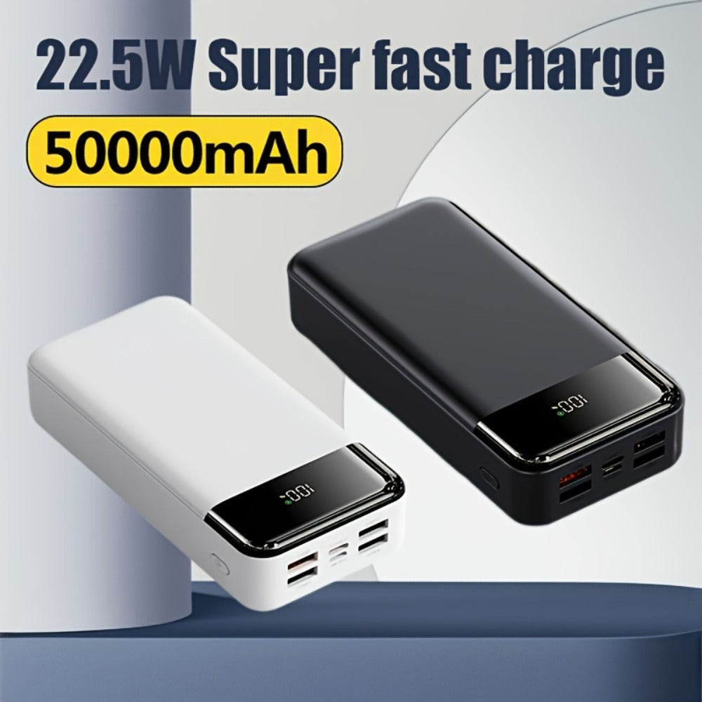 Power Bank de Gran Capacidad de 50000mAh con Pantalla LED de Energía y Carga Rápida de 22.5W - Luz para Camping al Aire Libre, Adecuado para iPhone, Android y Dispositivos Digitales, Regalo de Vacaciones