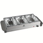 SUPERLEX Servidor Eléctrico de Bufé con Calentador de Comida, que Cuenta con Tres Ollas de 1.5L, un Diseño Espacioso de Acero Inoxidable, una Placa Caliente con Tapas Desmontables, Ajustes de Temperatura Ajustables y un Bandeja de Calentamiento Portátil p