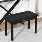 Banqueta para Piano MUSTAR de 74 cm con Almacenamiento - Taburete de Madera Maciza, Tapizado en Piel Sintética Suave y Compartimento Abatible para Teclados Digitales, Decoración del Hogar, Banqueta de Tocador -