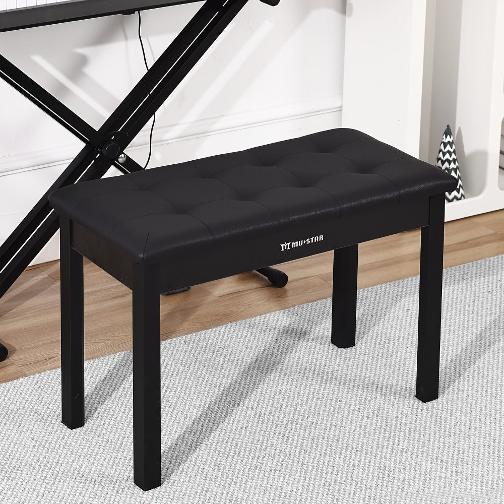 Banqueta para Piano MUSTAR de 74 cm con Almacenamiento - Taburete de Madera Maciza, Tapizado en Piel Sintética Suave y Compartimento Abatible para Teclados Digitales, Decoración del Hogar, Banqueta de Tocador -