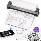 Impresoras Portátiles Inalámbricas para Viajes, Impresora Térmica Inalámbrica Mini sin Tinta Mejorada Compatible con Android, IOS y Portátil, Soporta 21.59cm X 27.94cm Carta de EE. UU. y A4, Impresora Móvil Pequeña Portátil para Viajes y Hogar (con 3 hoja