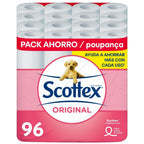 Scottex Papel Higiénico Original 96 rollos, 6 packs de 16 rollos