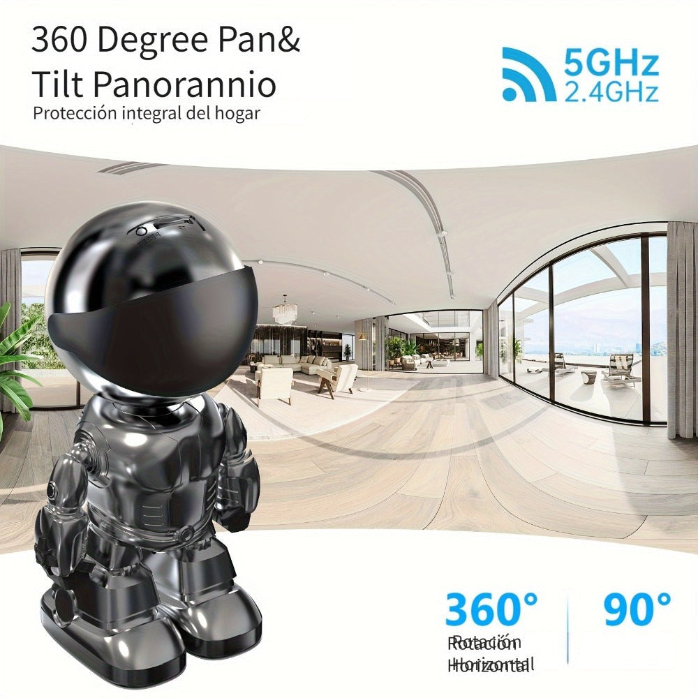 Cámara de Robot para Smartphone HD de 3MP, Cámaras Interiores con Audio y Video, Cámaras de Seguridad Inalámbricas para Interiores y Exteriores, Cámara para Mascotas para Gato Perro, Cámara de Vigilancia de 360 Grados con Visión Nocturna para Dormitorio,