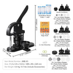 Máquina para hacer botones VEVOR, 1/1.25/2.28 pulgadas (25/32/58 mm) 3-en-1 para hacer pines, kit de prensa para perforar insignias sin necesidad de instalación, suministros para hacer botones con 300 piezas para botones, cortador circular, libro mágico