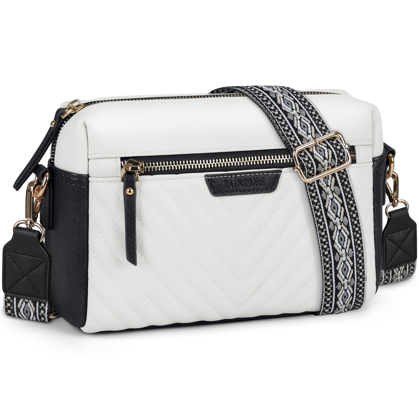 Bolso bandolera para mujer pequeño de cuero sintético vegano, bolso de hombro acolchado de moda con correa ancha