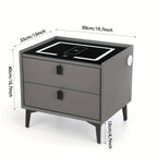 Mesita de noche, organizador de mesita de noche con luz LED, mesita de noche de 2 cajones, cómoda para sala de estar/dormitorio
