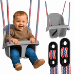 Colgacama tipo cubo para niños con cinturón de seguridad y cuerdas ajustables, asiento con respaldo alto y protección lateral, polipropileno duradero resistente a las condiciones climáticas y radiación UV, colgacama fácil de limpiar para el jardín, terraz