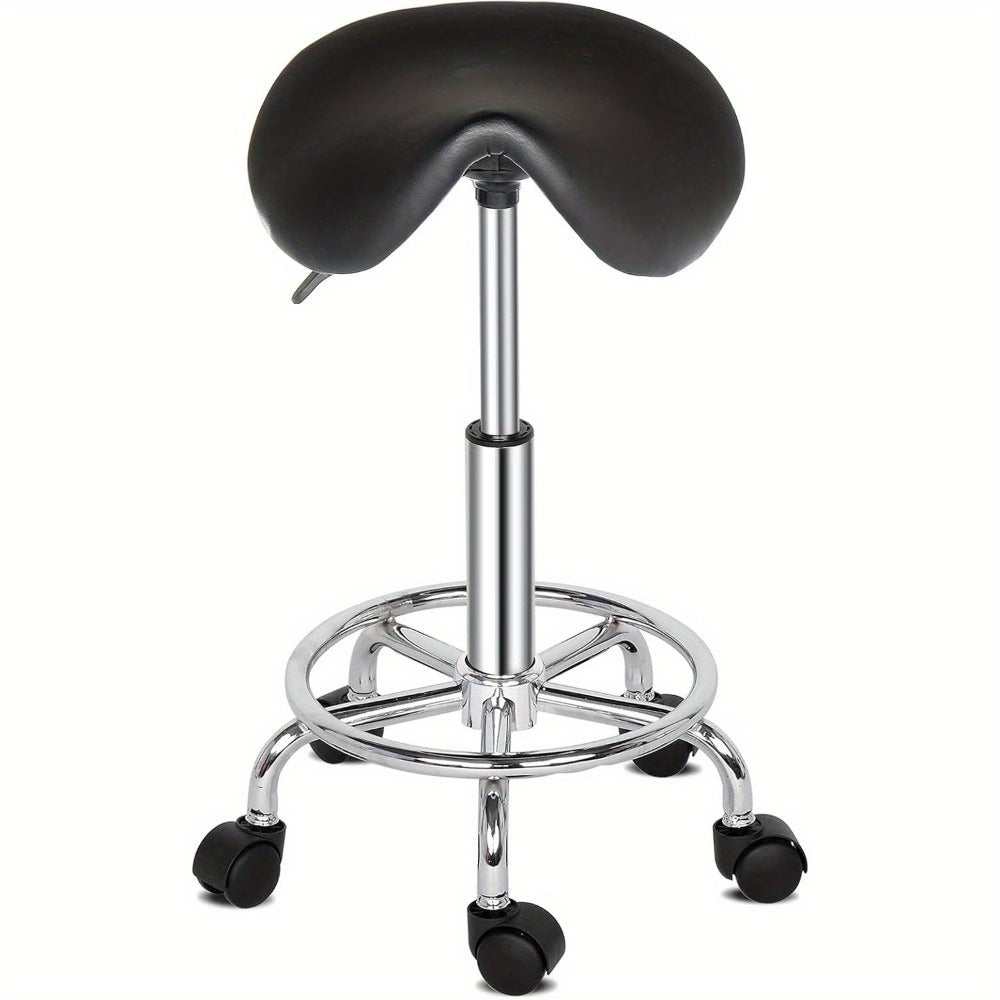Bonnlo Taburete, Taburete Rodante de Altura Ajustable, Taburete de Trabajo Giratorio de 360°, Taburete Giratorio para Oficina/Salón/Bar, Cuero Sintético