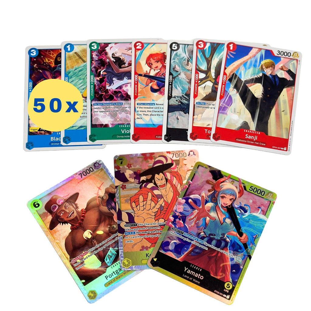 50 Cartas Originales de One Piece - Inglés - Más 3 Raras (Holo) Garantizadas
