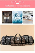 Maleta moderna con estampado de leopardo y amplio espacio, con compartimento separado para zapatos, correa de hombro ajustable, ideal para el gimnasio, yoga y escapadas de fin de semana, así como actividades de ocio y camping al aire libre