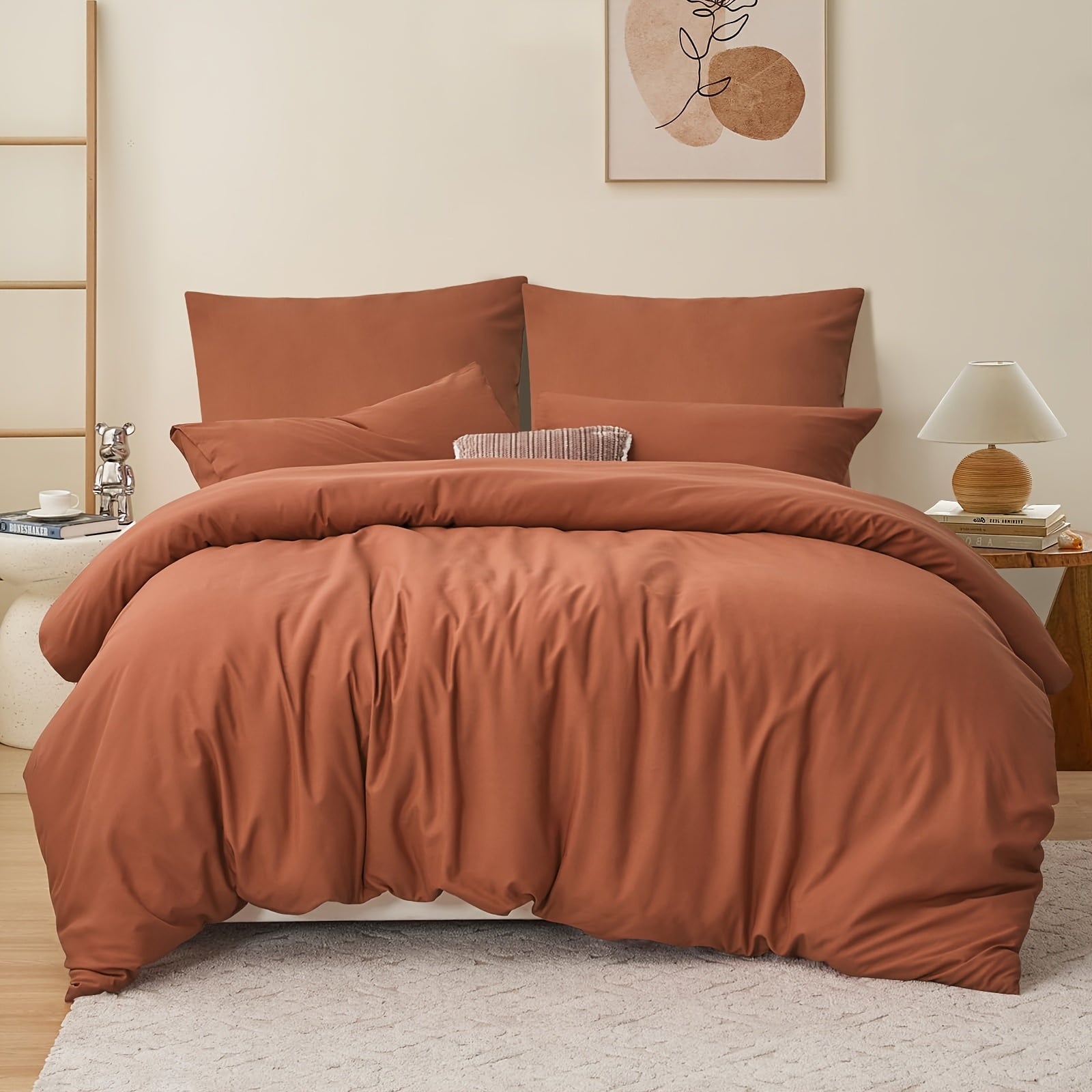 Juego de cama de 3/4 piezas, incluye funda nórdica 100 % algodón - Ropa de cama suave para toda estación, resistente a la luz, diseño con cremallera, tejido de color liso, varios tamaños (135x200, 155x220, 200x200, 200x220) - Estilo moderno minimalista, d