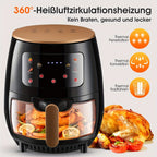 Freidora de Aire de 6.1 L | 6-1 Modos de Cocción Preestablecidos | Cazo de Freír Transparente para los Mejores Resultados de Cocina | Cocina Camarones, Bistec, Papas Fritas, Alitas, Pollo y Más | Control Preciso de Temperatura y Tiempo, Cesta Apta para La