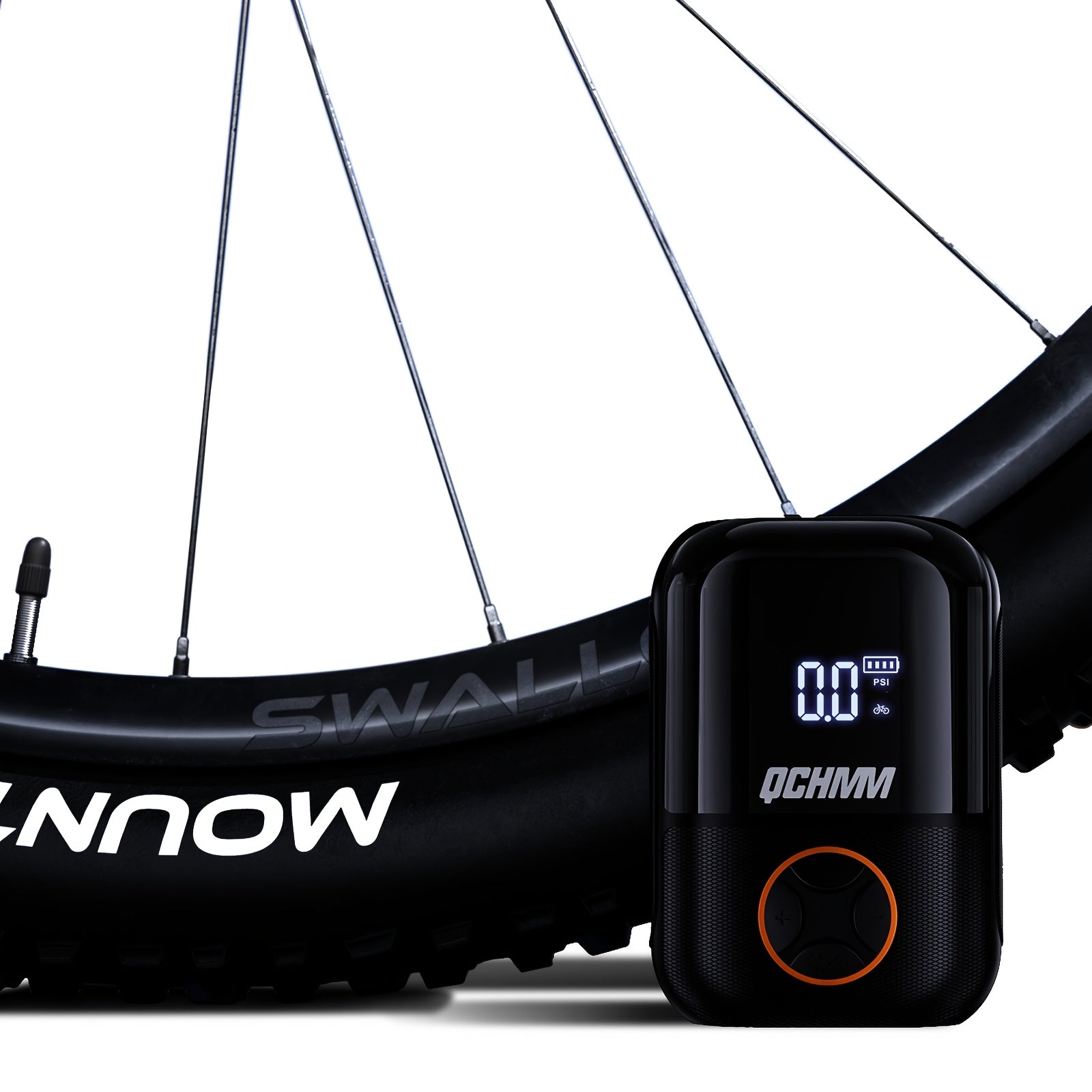 QCHMM Inflador de Bicicleta, Última Bomba de Aire Compacta de 150 PSI para Bicicletas, con Pantalla Digital LCD de Presión, Batería Recargable Tipo-C, Adecuado para Bicicletas, Motocicletas y Balones Deportivos
