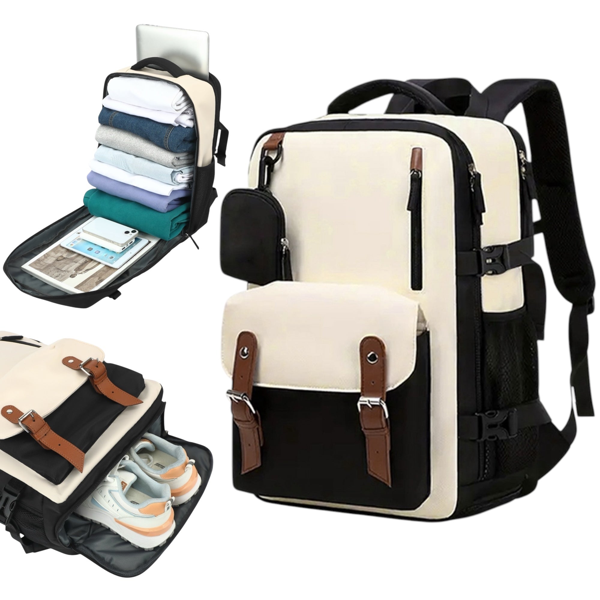 Mochila de Viaje para Cabina de Avion 43x30x18 para Vuelo Barato, Equipaje de Mano y Espaciosa con Compartimento para Zapatos y Mochila Antirrobo Multifuncional para Viajes (266)