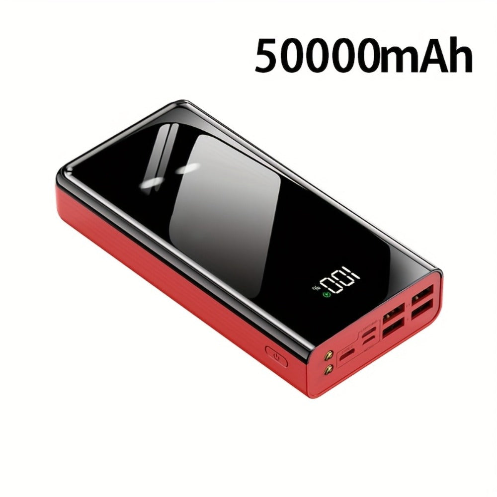 Batería Externa de Alta Capacidad de 50000Mah con Carga Rápida y Indicador LED de Energía, 4 Puertos USB, Puertos Tipo-C, Fuente de Alimentación Portátil de Emergencia para Uso en Exteriores, Batería de Respaldo, Compatible con Carga de Dispositivos iPhon