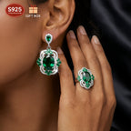 Juego de 2 piezas, conjunto de joyería S925 para mujer, anillo y pendientes de espiga, circonita sintética creada en laboratorio, anillo abierto ajustable, joyería perfecta para mujer, adecuado para banquetes de boda, citas, regalos de aniversario, caja d
