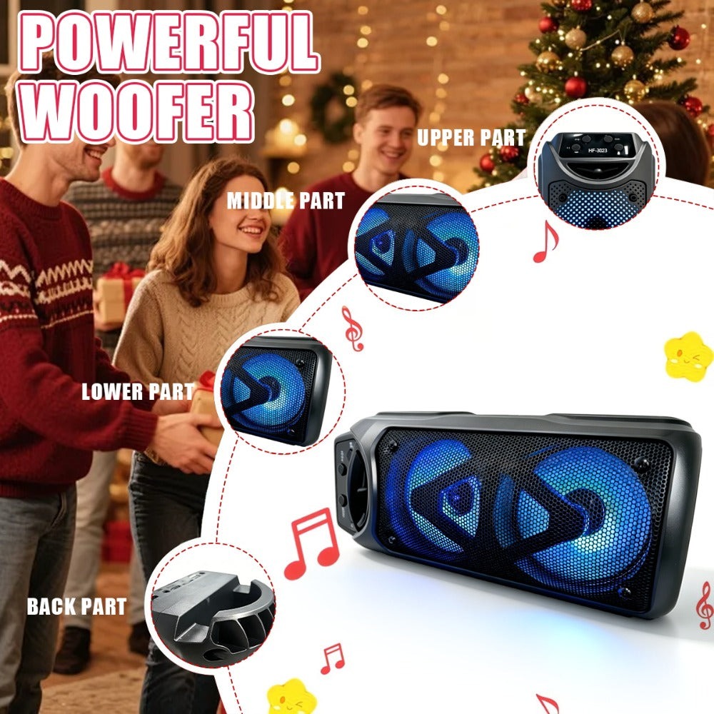 Altavoz subwoofer Bluetooth de grado profesional, diseño ligero y portátil, alto rendimiento de campo de sonido dinámico, efecto de iluminación ambiental RGB, excelente calidad de sonido, esencial para fiestas, audio de moda, interfaz USB, karaoke, fiesta