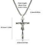 ARTPAGE 925 Plata Plateada, Collar de Cruz Pequeña de Jesús para Hombres, Moda Clásica, Longitud del Collar 60cm/24in, con Cadena de Extensión de 5cm/2in, Tamaño Ajustable Libremente, Regalo de Navidad o San Valentín con Caja de Regalo Exquisita