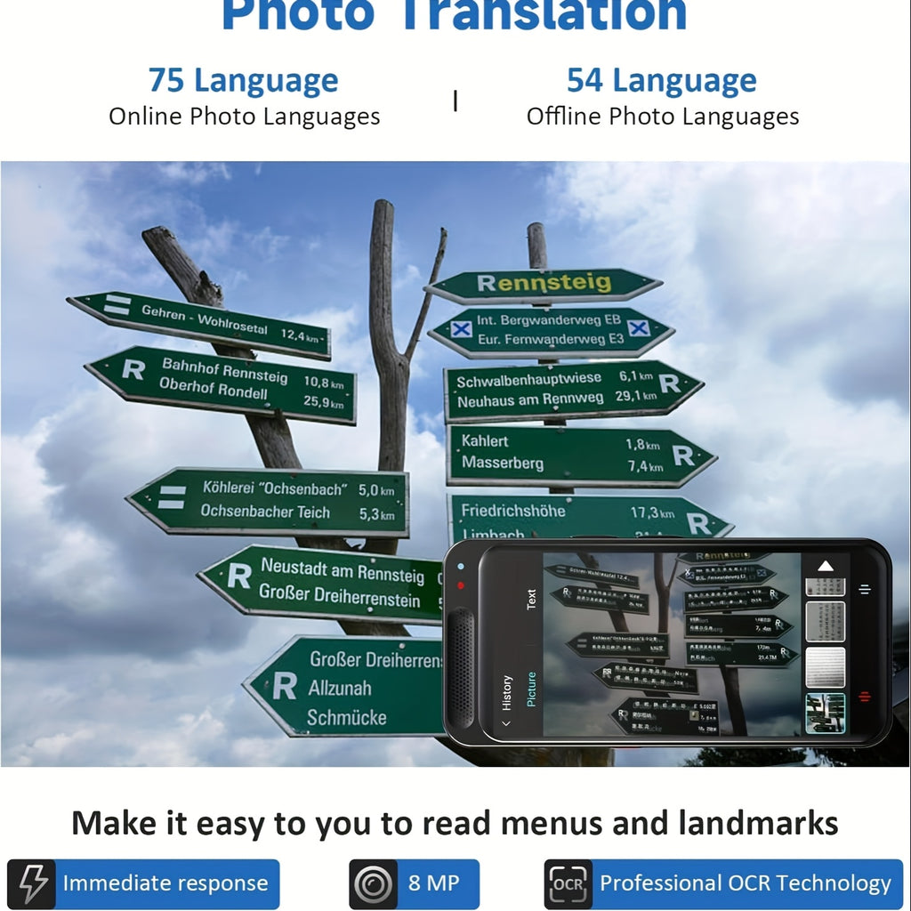 Traductor de voz bidireccional con IA portátil | Viajes, negocios y aprendizaje