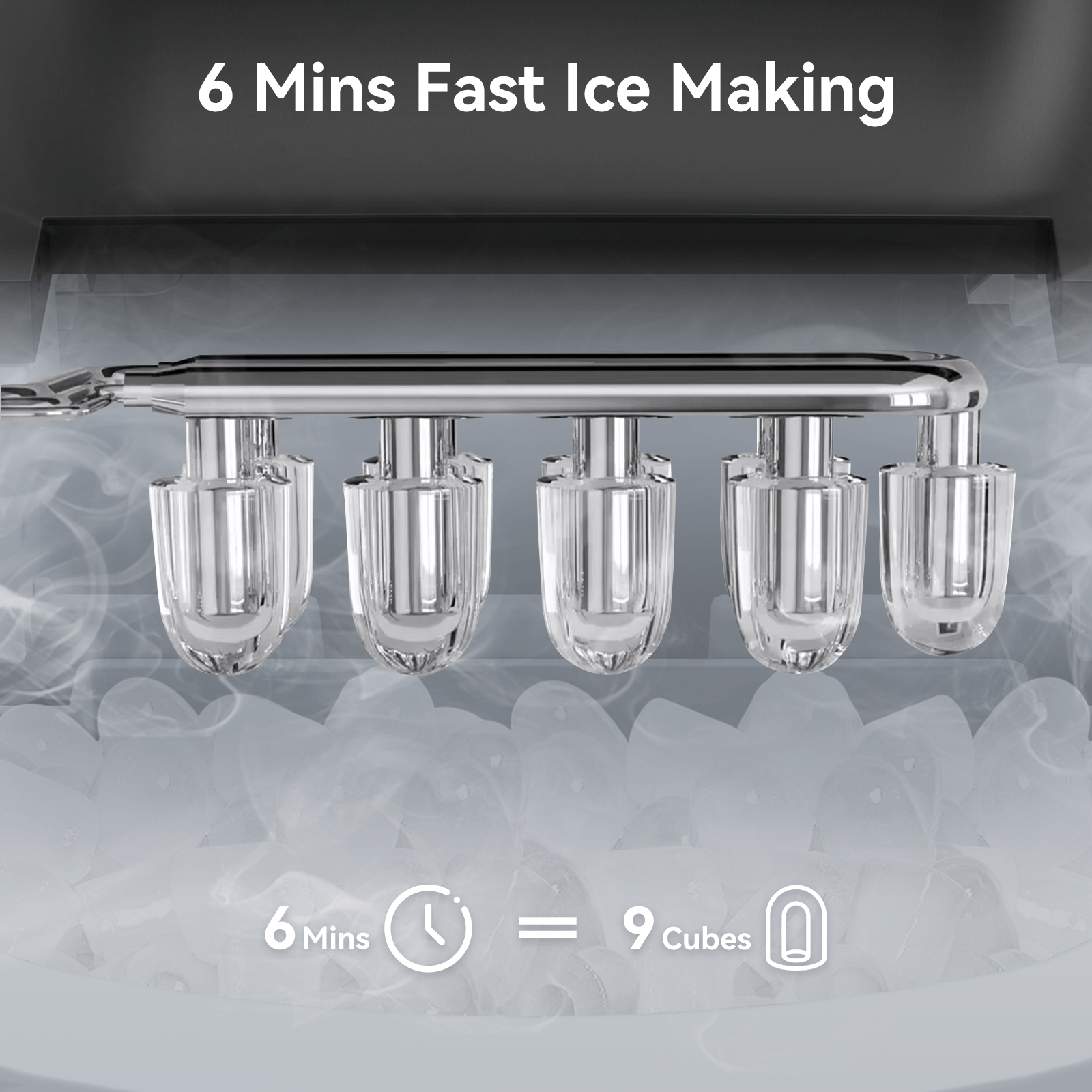 Máquina de cubitos de hielo LEENON, productora de cubitos de hielo de 12 kg, 8 cubitos listos en 6 minutos, máquina de cubitos de hielo negra con asa portátil, 12 kg/24 H, máquinas de cubitos de hielo autolimpiables