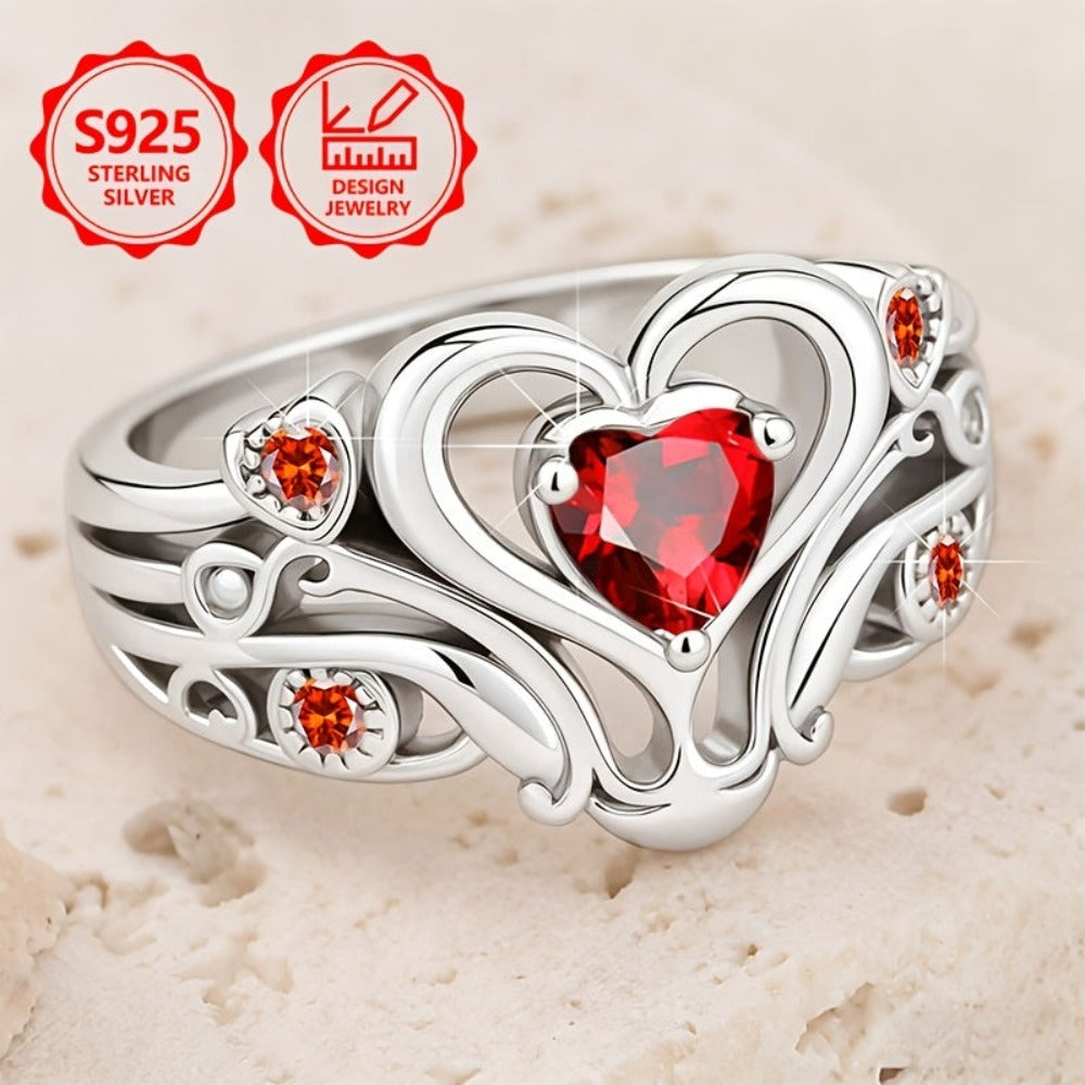 Plata de ley 925 PM:E27 - Un exquisito anillo de moda para mujer, elegante y con estilo, adornado con circonita cúbica sintética brillante. Esta joya de alta gama para mujer es perfecta para vacaciones, uso diario y un regalo conmemorativo ideal para amig