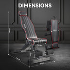 Banca Plegable con Capacidad de 299.37 KG - Banco Ajustable para Gimnasio en Casa, Entrenamiento Completo del Cuerpo con Soporte para Cabeza y Columna Vertebral, Ideal para Navidad y Acción de Gracias