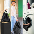 Cesto de Ropa Sucia con Tapa y Asas: 72L o 100 L,2 Clasificaciones, Plegable, Bolsa Interior a Maquina - Solucion Elegante y Pratica para la Lavandera en tu Dormitorio,Cubo Ropa Sucia
