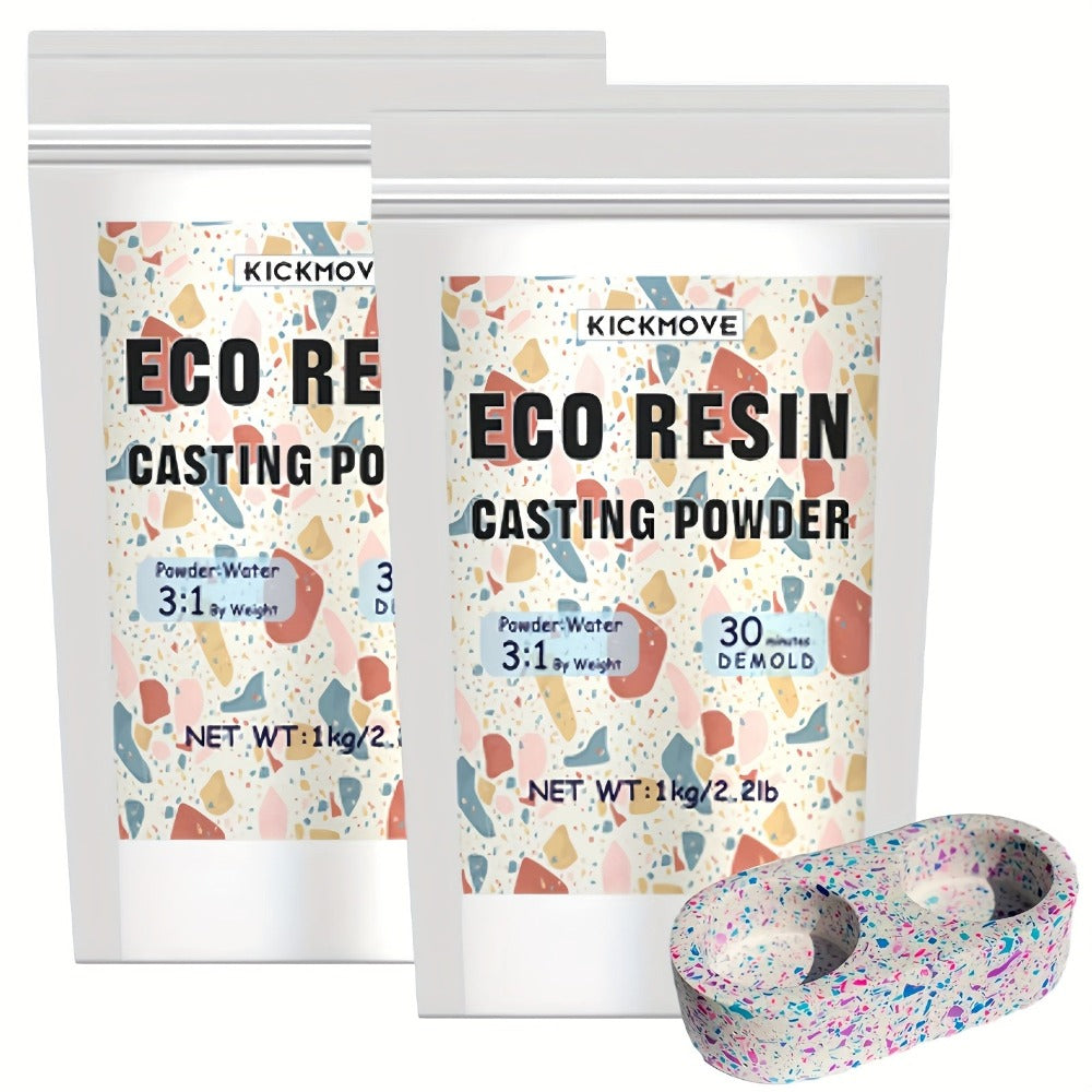 Polvo de Resina para Fundición 2000g, Kit de Resina Ecológica de Secado Rápido para Principiantes, Desmolde en 20-30 Minutos, Polvo de Yeso Activado con Agua Fácil de Mezclar para Artesanías, Escultura, DIY y Arte en el Hogar