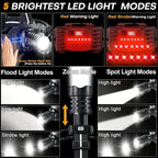 1/2pcs Linterna Frontal LED Recargable, 5 Modos de Iluminación con Luces de Advertencia de Luz Roja, Linterna Frontal Ajustable y Zoomable de 90° para Correr, Linterna Frontal de Caza Súper Brillante para Camping, Senderismo, Pesca, Running, Reparación de