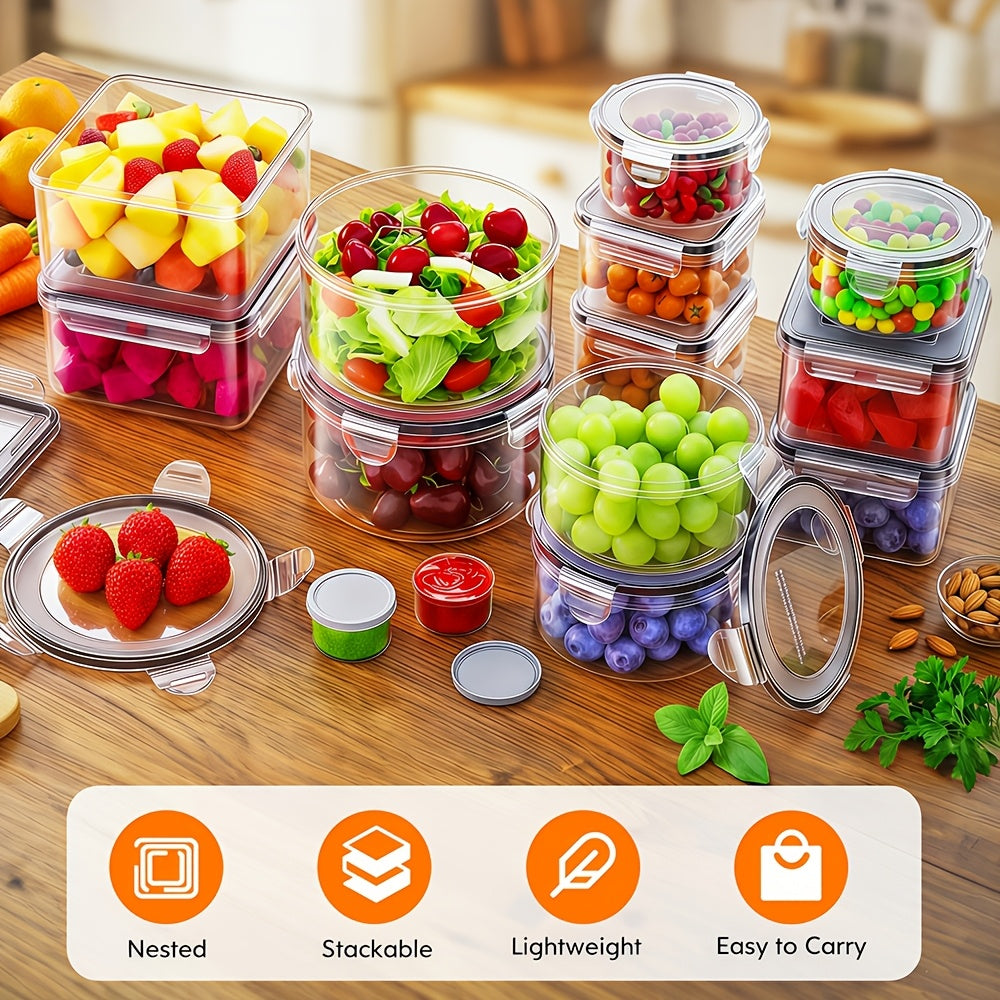 Juego de 68/60/56/44/24 piezas de recipientes herméticos para almacenar alimentos - Contenedores de plástico a prueba de aire y fugas con tapas, organizadores apilables para nevera, despensa y sobras, aptos para microondas/congelador/lavavajillas, incluye