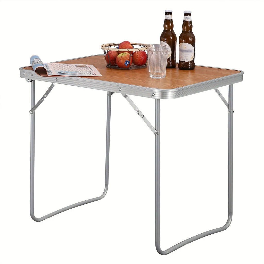 1pc Mesa de Camping Plegable con Asas, de 70X50X60Cm, Ideal para Picnics al Aire Libre y Uso en Playa, Hecha de Aluminio y MDF, Diseñada para Jardines