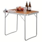 1pc Mesa de Camping Plegable con Asas, de 70X50X60Cm, Ideal para Picnics al Aire Libre y Uso en Playa, Hecha de Aluminio y MDF, Diseñada para Jardines