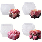 Juego de 4 moldes para velas con forma de rosa - Crea velas fragantes y llamativas para decorar, resina epoxi y arcilla - ¡Regalo ideal para entusiastas!