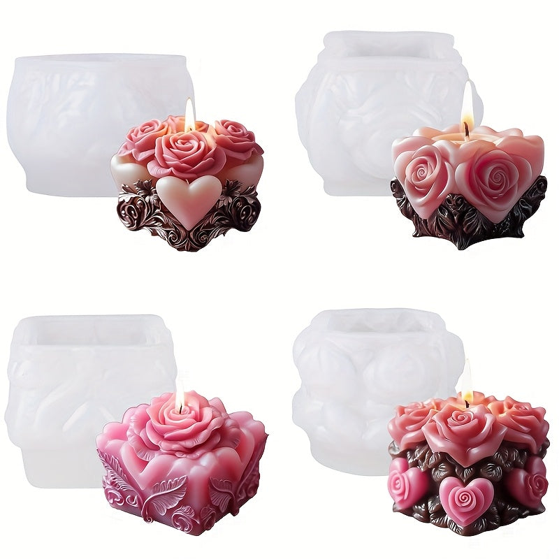 Juego de 4 moldes para velas con forma de rosa - Crea velas fragantes y llamativas para decorar, resina epoxi y arcilla - ¡Regalo ideal para entusiastas!